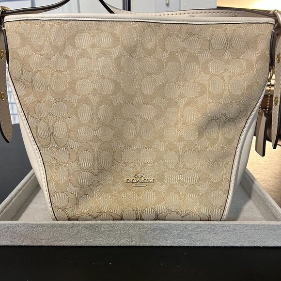 NWOT COACH SIGNATURE LEATHER AND CANVAS BAG - Picture 1 of 4